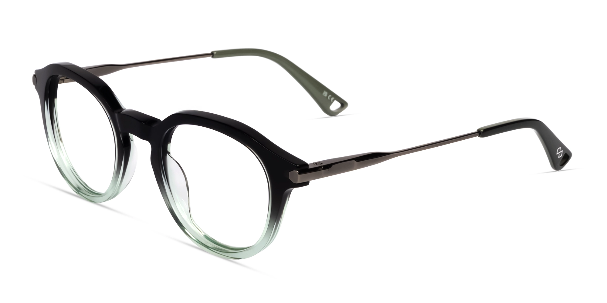 Black & Mint Ombre Round Keyhole Bridge Glasses-3